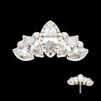 Round & Marquise CZ Cluster Fan Shape Flatback Stud Earring / Nosering - CZ in Titanium