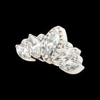 Round & Marquise CZ Cluster Fan Shape Flatback Stud Earring / Nosering - CZ in Titanium