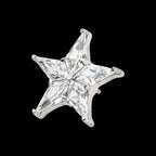 Star with 5 Prong Set Kite Shape Clear CZ Flatback Stud Earring / Nosering - Clear CZ in Titanium