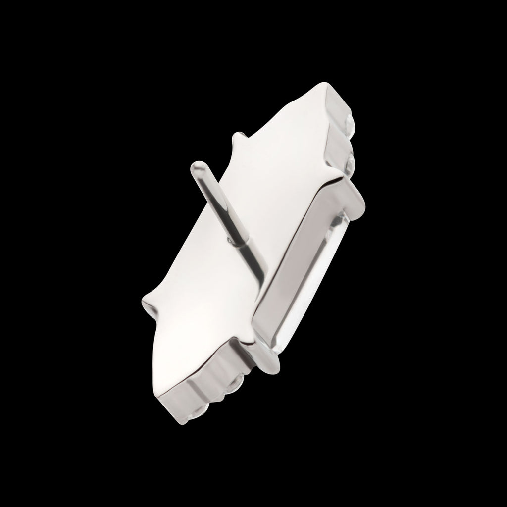 Pronged Baguette & Round CZ 7-Cluster Flatback Stud Earring / Nosering - CZ in Titanium