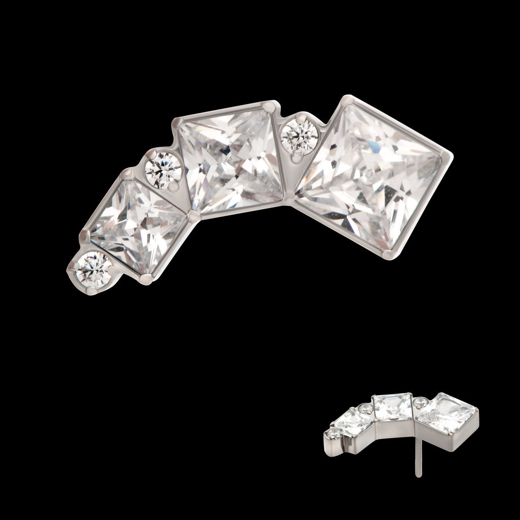 Staggered Cluster Round & Princess Gem Flatback Stud Earring / Nosering - Gem in Titanium