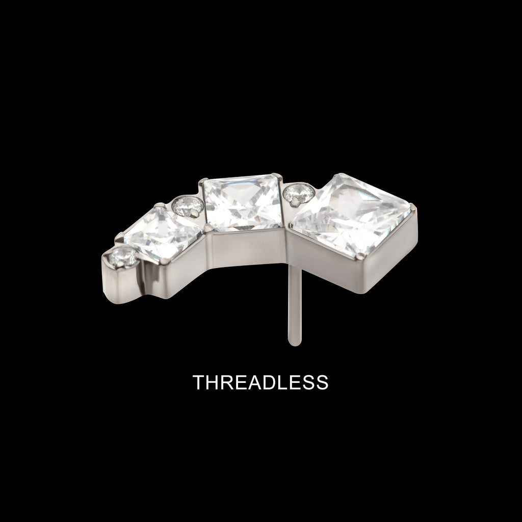 Staggered Cluster Round & Princess Gem Flatback Stud Earring / Nosering - Gem in Titanium