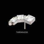 Staggered Cluster Round & Princess Gem Flatback Stud Earring / Nosering - Gem in Titanium