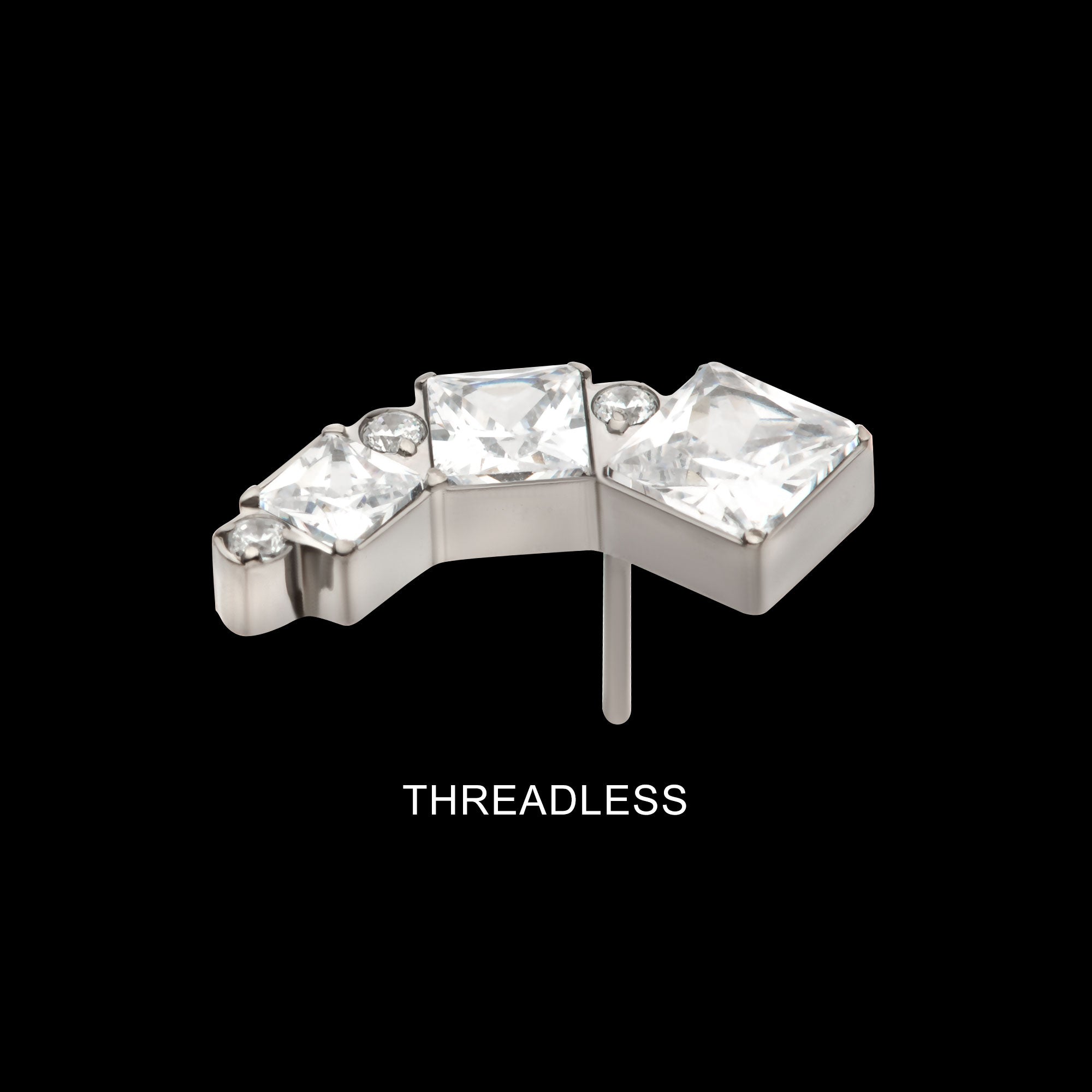 Staggered Cluster Round & Princess Gem Flatback Stud Earring / Nosering - Gem in Titanium