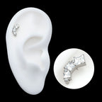 Staggered Cluster Round & Princess Gem Flatback Stud Earring / Nosering - Gem in Titanium