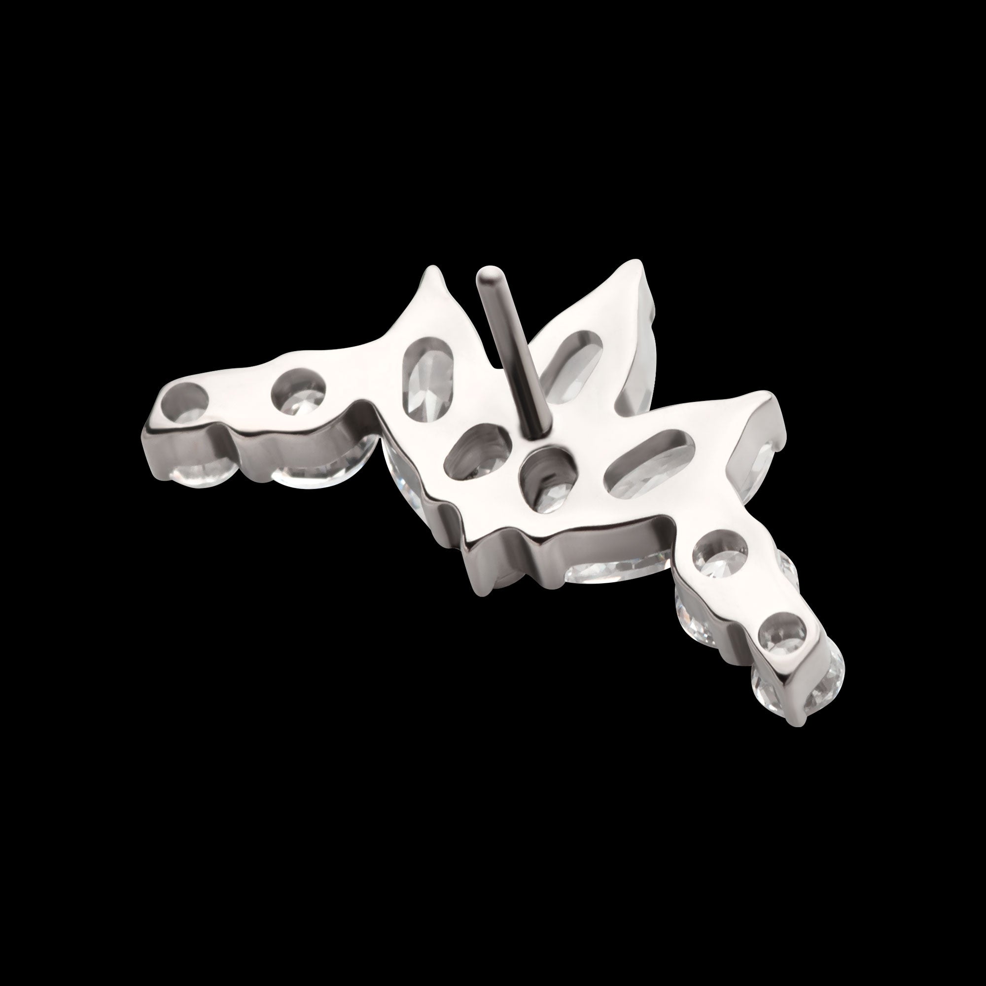 Crown Shape with Clustered Prong Set Round & Marquise CZ Flatback Stud Earring / Nosering - CZ in Titanium