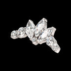 Crown Shape with Clustered Prong Set Round & Marquise CZ Flatback Stud Earring / Nosering - CZ in Titanium
