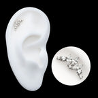 Crown Shape with Clustered Prong Set Round & Marquise CZ Flatback Stud Earring / Nosering - CZ in Titanium