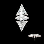 3 Cluster with Prong Set Marquise & Triangle CZ Flatback Stud Earring / Nosering - CZ in Titanium