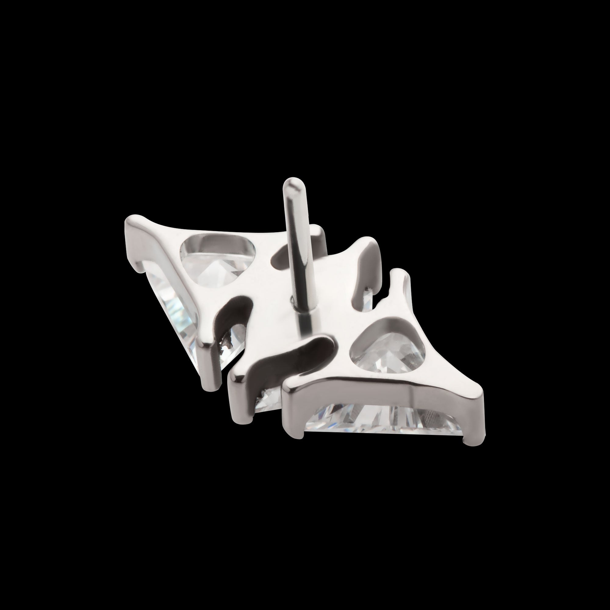 3 Cluster with Prong Set Marquise & Triangle CZ Flatback Stud Earring / Nosering - CZ in Titanium