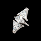 3 Cluster with Prong Set Marquise & Triangle CZ Flatback Stud Earring / Nosering - CZ in Titanium