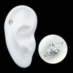 3 Cluster with Prong Set Marquise & Triangle CZ Flatback Stud Earring / Nosering - CZ in Titanium