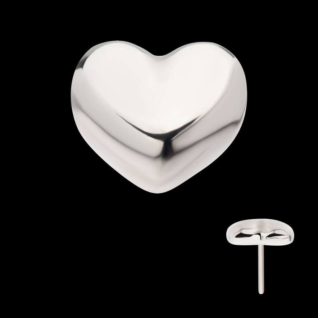 Puffed Heart Flatback Stud Earring / Nosering - Titanium