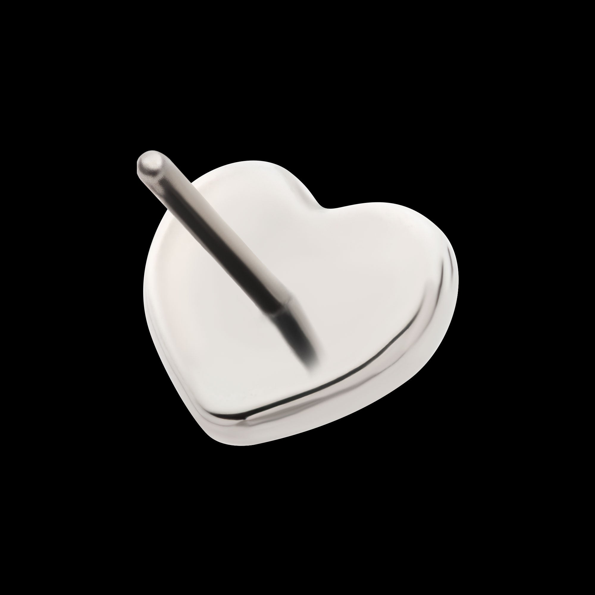 Puffed Heart Flatback Stud Earring / Nosering - Titanium