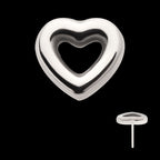 Hollow Heart Flatback Stud Earring / Nosering - Titanium