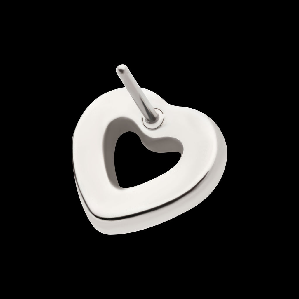 Hollow Heart Flatback Stud Earring / Nosering - Titanium