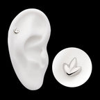 3 Petal Shape Cluster Flatback Stud Earring / Nosering - Titanium