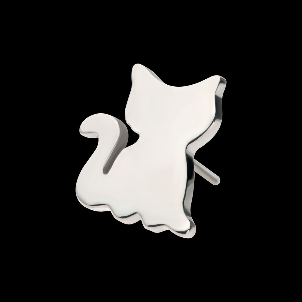 Sitting Cat Shape Flatback Stud Earring / Nosering - Titanium