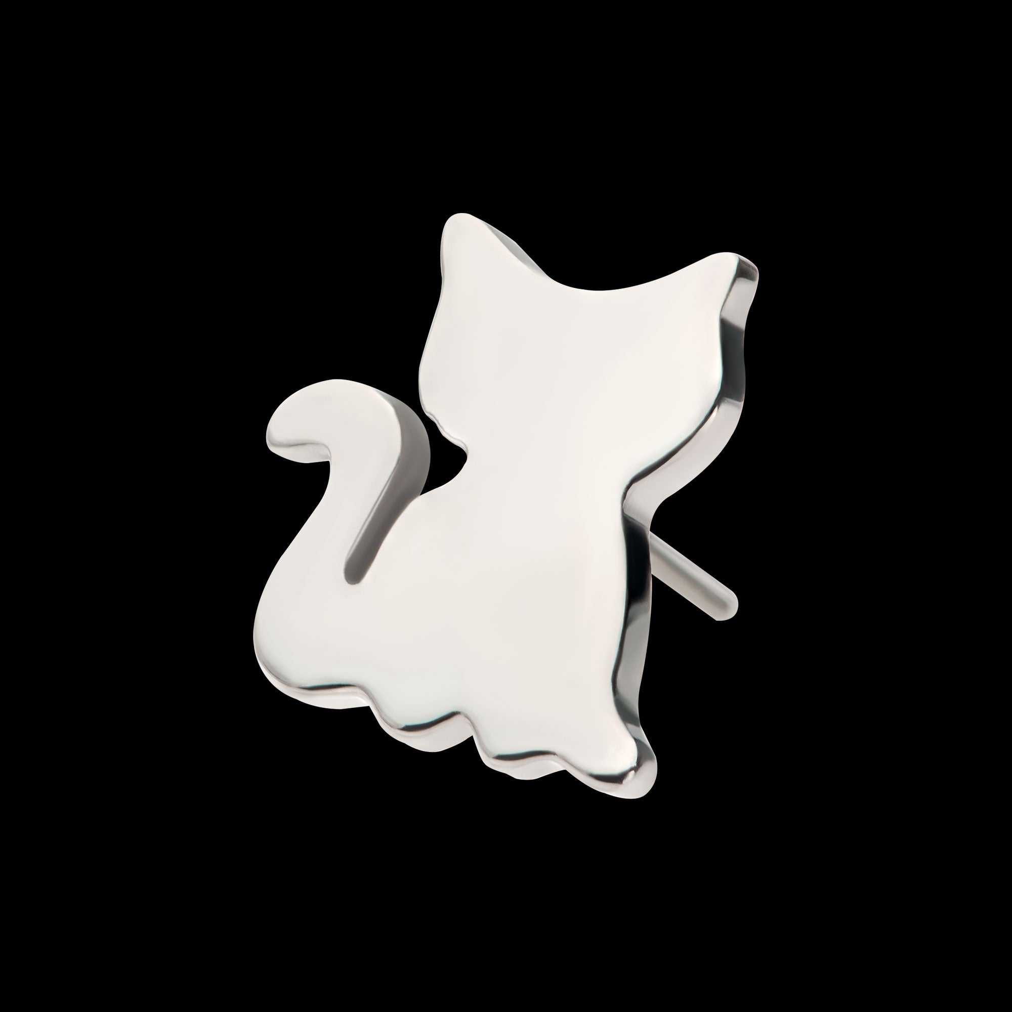 Sitting Cat Shape Flatback Stud Earring / Nosering - Titanium