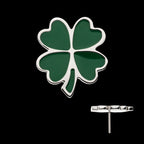 Enamel 4-Leaf Clover Flatback Stud Earring / Nosering - Titanium