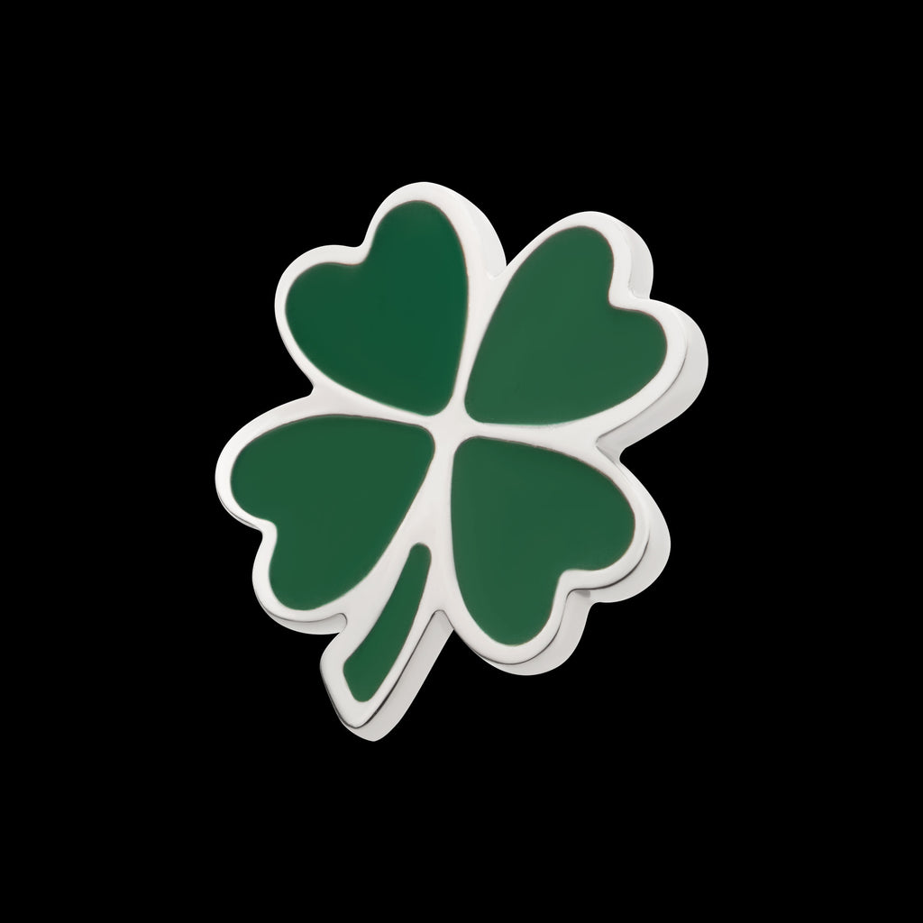 Enamel 4-Leaf Clover Flatback Stud Earring / Nosering - Titanium
