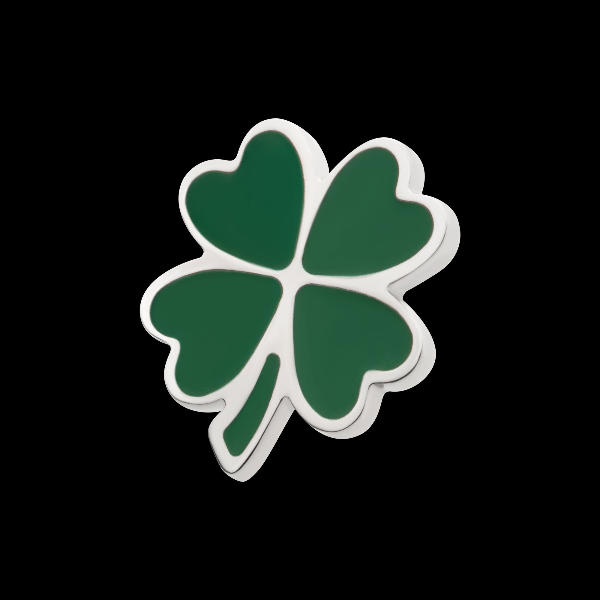 Enamel 4-Leaf Clover Flatback Stud Earring / Nosering - Titanium