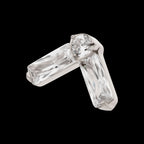 Prong Set Baguette & Round CZ Chevron Shape Flatback Stud Earring / Nosering - CZ in Titanium