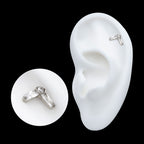 Prong Set Baguette & Round CZ Chevron Shape Flatback Stud Earring / Nosering - CZ in Titanium