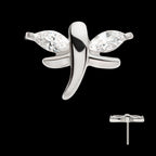 Prong Set Marquise CZ Dragonfly Flatback Stud Earring / Nosering - CZ in Titanium