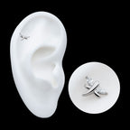 Prong Set Marquise CZ Dragonfly Flatback Stud Earring / Nosering - CZ in Titanium