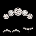 Bezel Set CZ/Opal Hammered Cluster Flatback Stud Earring / Nosering - Opal & CZ & Opal & CZ in Titanium