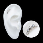 Bezel Set CZ/Opal Hammered Cluster Flatback Stud Earring / Nosering - Opal & CZ & Opal & CZ in Titanium