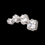 Prong Set Princess Cut Gem Staggered 4-Cluster Flatback Stud Earring / Nosering - Gem in Titanium