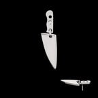 Knife with Bottom Blade Dangle Flatback Stud Earring / Nosering - Titanium