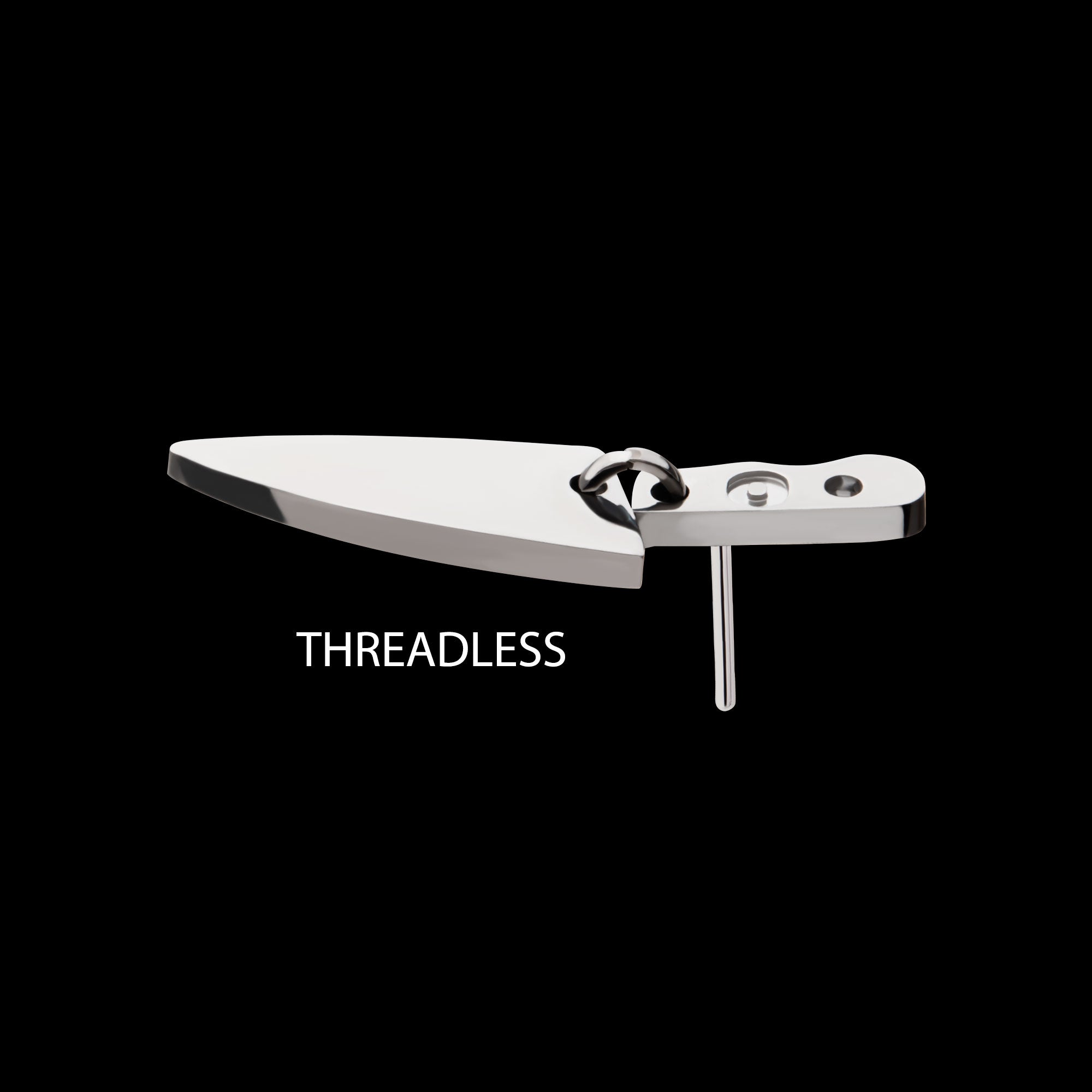 Knife with Bottom Blade Dangle Flatback Stud Earring / Nosering - Titanium