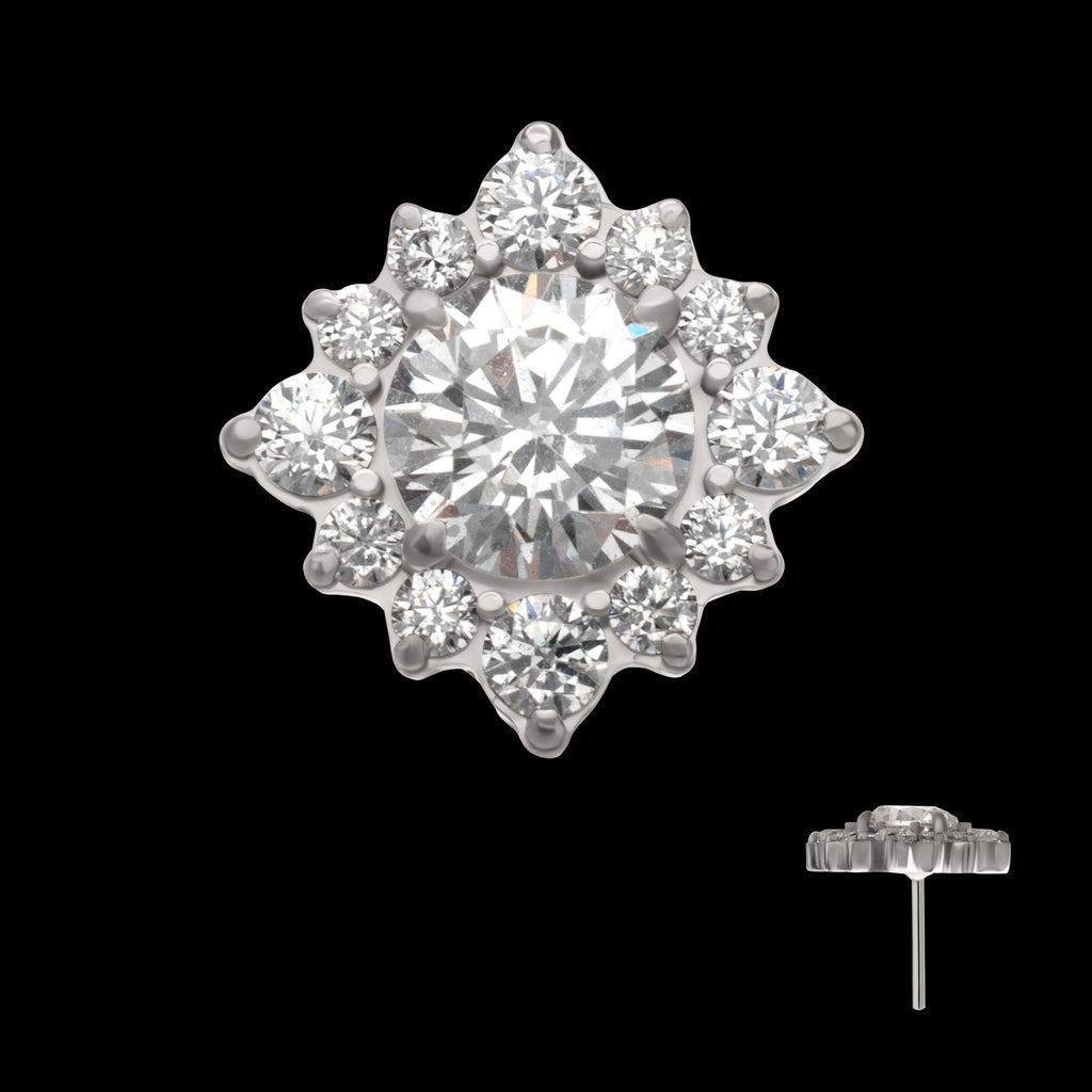 Radiant Cluster Flatback Stud Earring / Nosering - Titanium