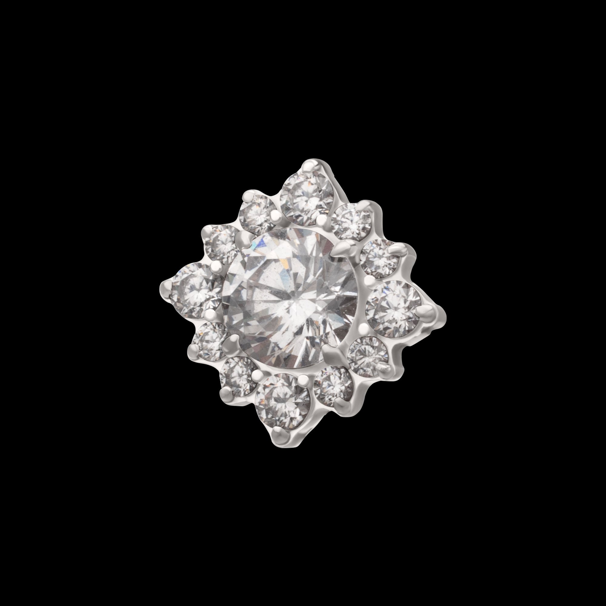 Radiant Cluster Flatback Stud Earring / Nosering - Titanium