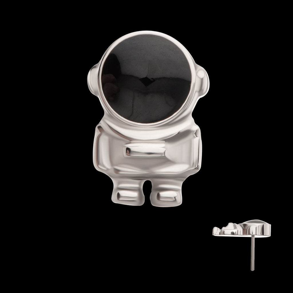 3D Astronaut Flatback Stud Earring / Nosering - Titanium