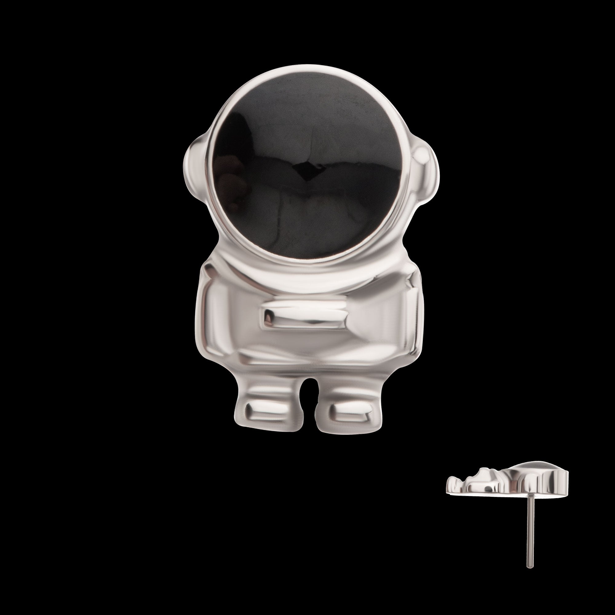 3D Astronaut Flatback Stud Earring / Nosering - Titanium