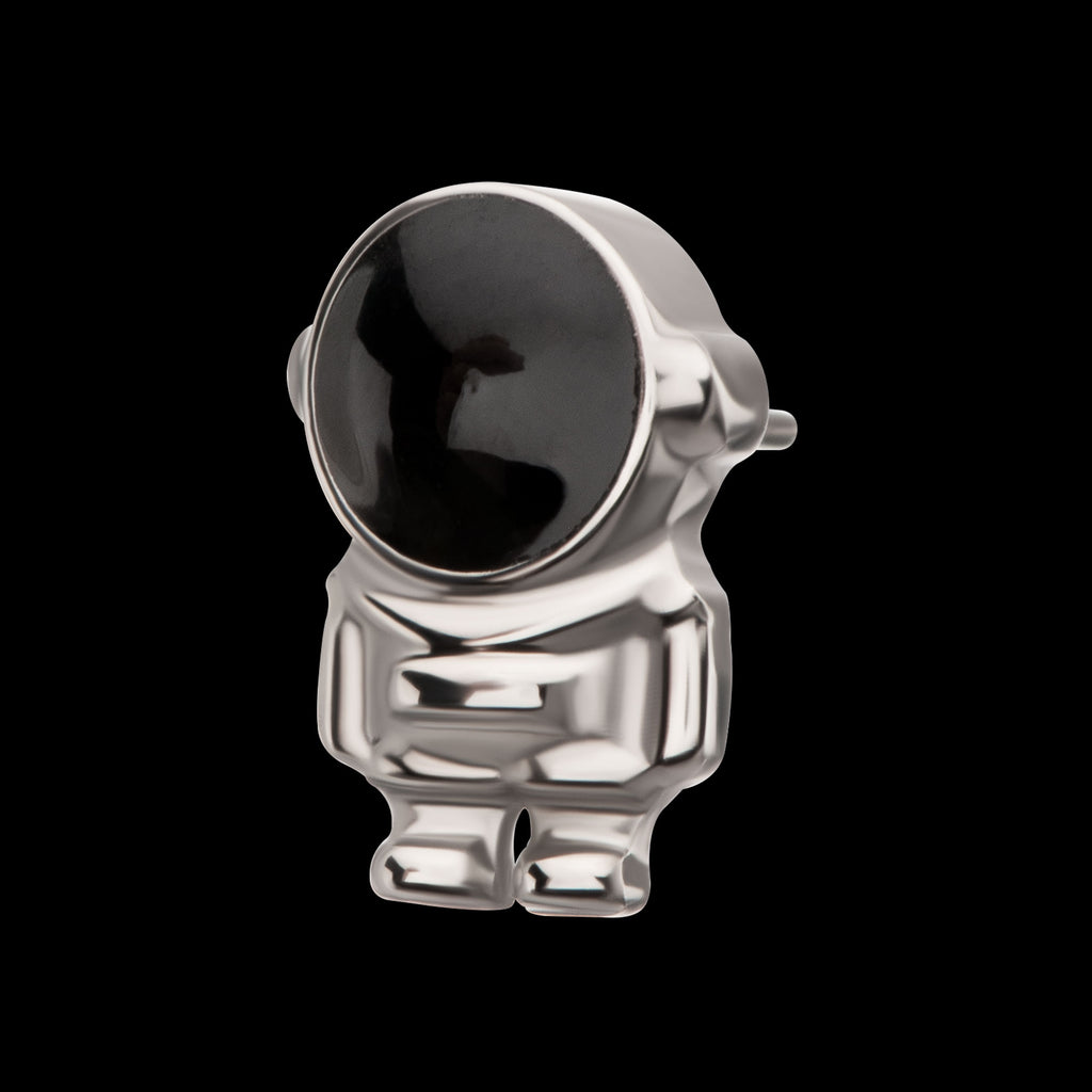 3D Astronaut Flatback Stud Earring / Nosering - Titanium