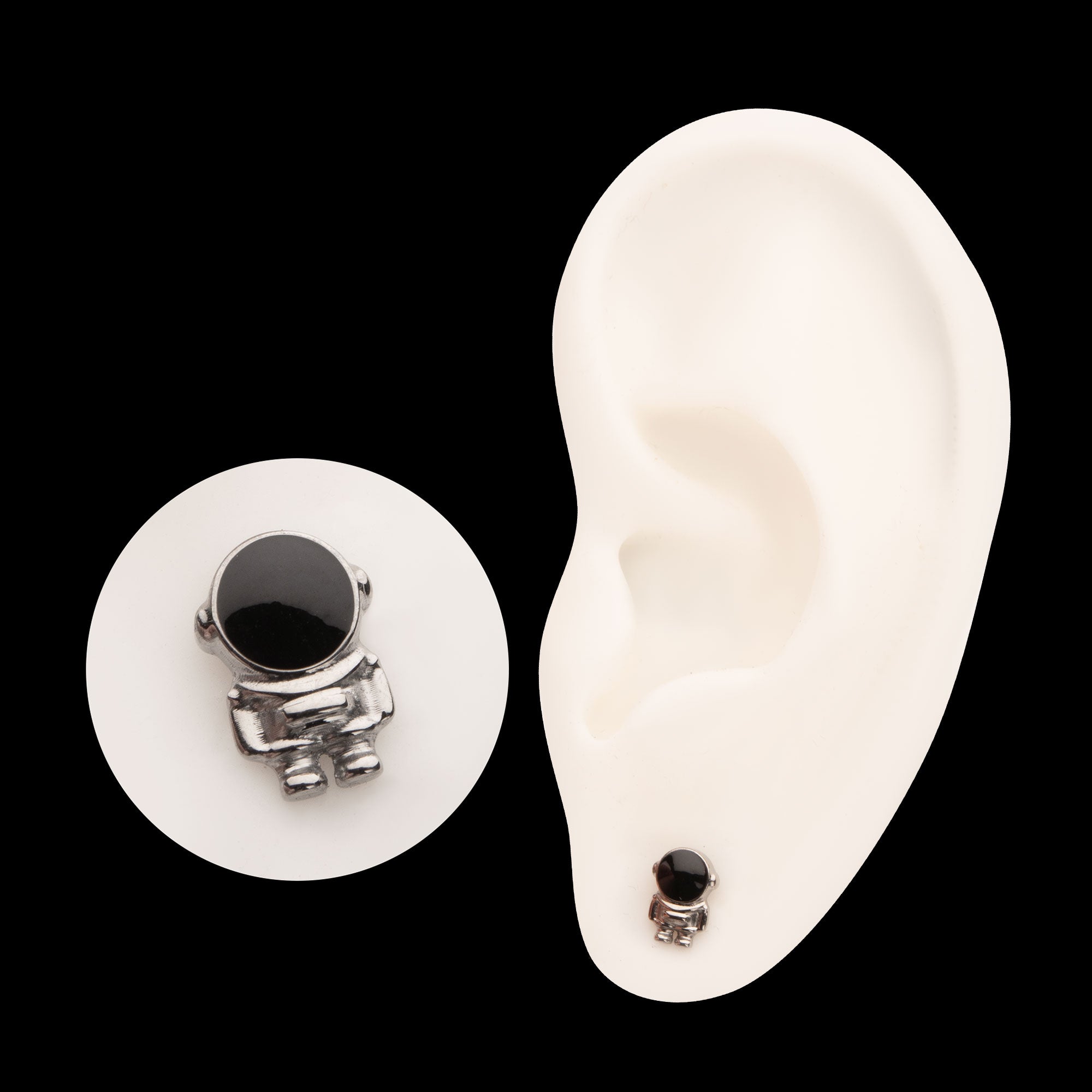 3D Astronaut Flatback Stud Earring / Nosering - Titanium