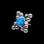 12-Bead Bezel Round Opal/CZ Cluster Flatback Stud Earring / Nosering - Opal & CZ & Opal & CZ in Titanium