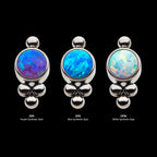 4 Beads and 1 Bezel Set Synthetic Opal Disc Flatback Stud Earring / Nosering - Synthetic Opal & Opal in Titanium