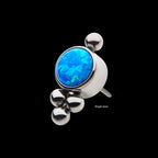 4 Beads and 1 Bezel Set Synthetic Opal Disc Flatback Stud Earring / Nosering - Synthetic Opal & Opal in Titanium