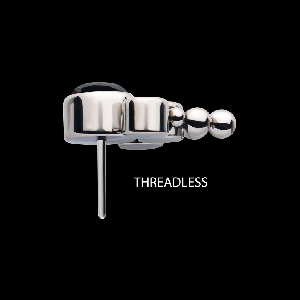 4-Bezel Set Synthetic Opal/AAA Gem/Swarovski Zirconia & Beads Cluster Flatback Stud Earring / Nosering - Synthetic Opal & Opal in Titanium