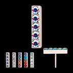 Prong Set Crystal/CZ/Opal 5-Cluster Bar Flatback Stud Earring / Nosering - Opal & CZ & Opal & CZ in Titanium