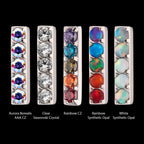 Prong Set Crystal/CZ/Opal 5-Cluster Bar Flatback Stud Earring / Nosering - Opal & CZ & Opal & CZ in Titanium