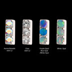 Prong Set Crystal/CZ/Opal 3-Cluster Bar Flatback Stud Earring / Nosering - Opal & CZ & Opal & CZ in Titanium