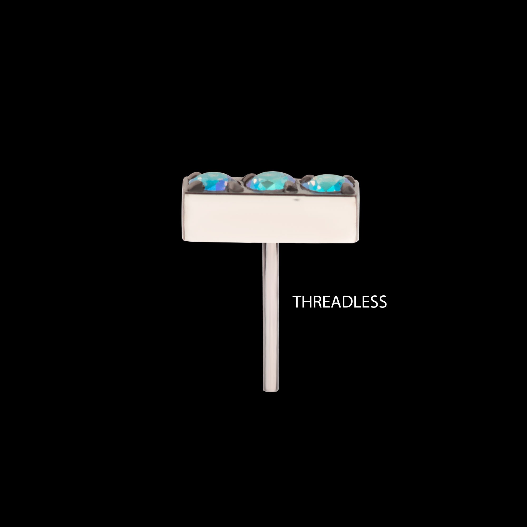 Prong Set Crystal/CZ/Opal 3-Cluster Bar Flatback Stud Earring / Nosering - Opal & CZ & Opal & CZ in Titanium