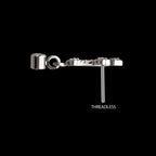 Milgrain Edge Prong Set CZ Gem Cross with Dangle Bezel Gem Flatback Stud Earring / Nosering - CZ in Titanium